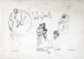 EMILIO BORSA, Studies of Figures, black chalk